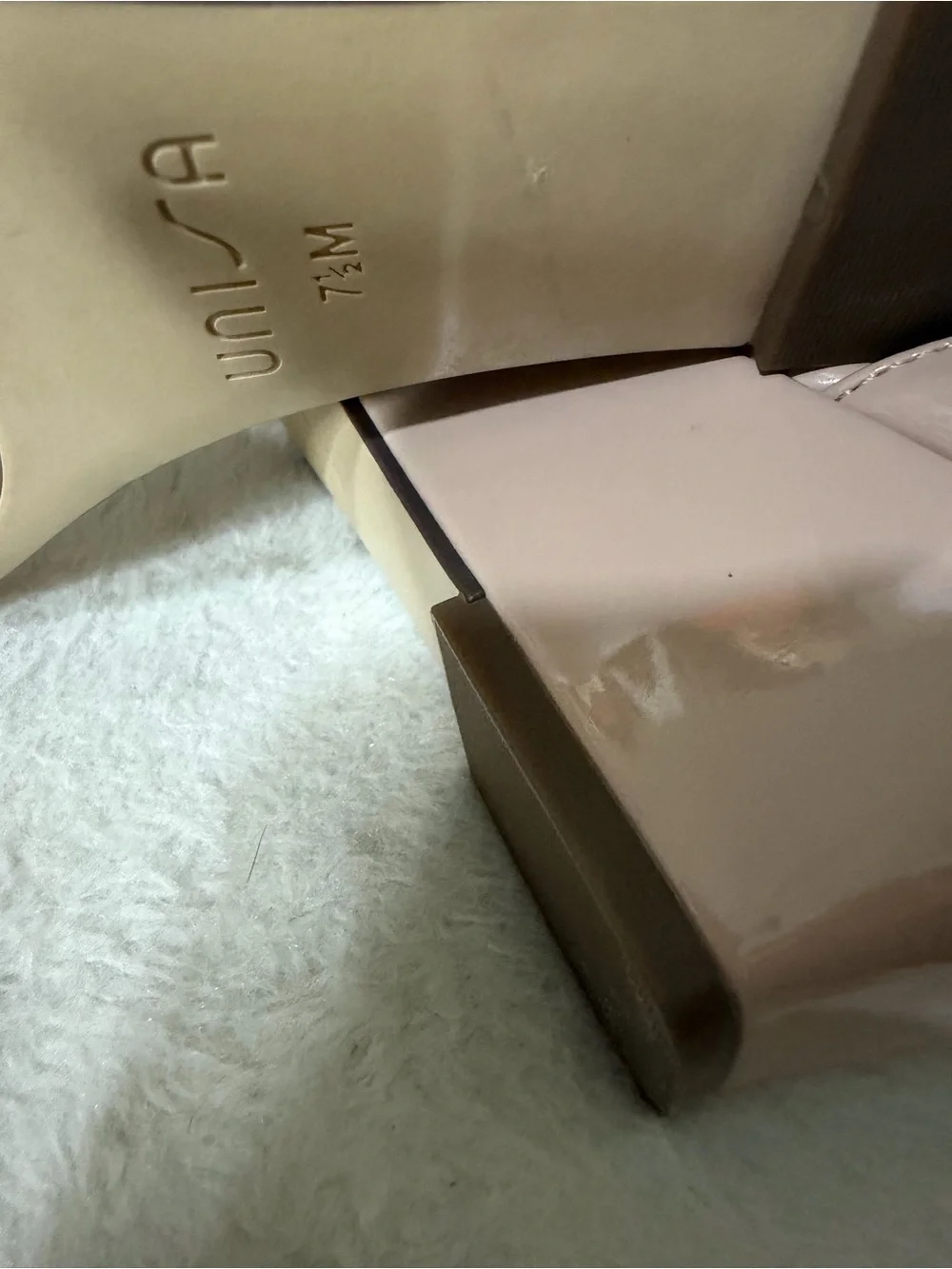 Unisa Beige Patent Ankle Strap Wedge Sandal